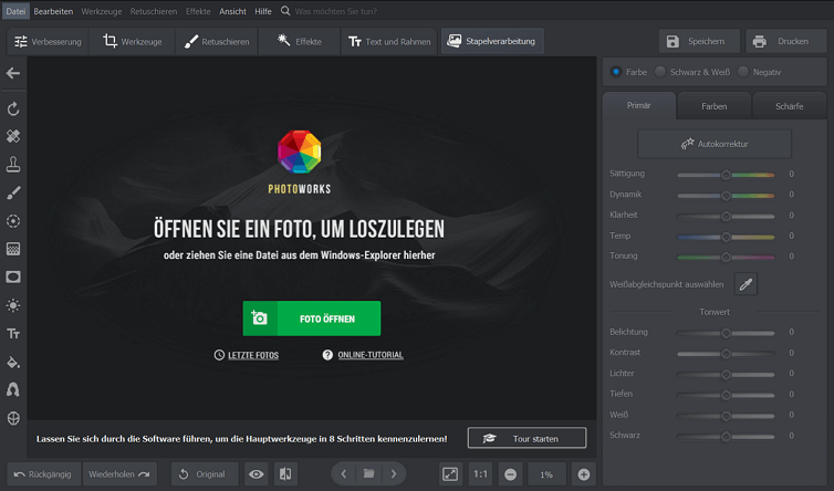 Öffnen Sie die PhotoWorks-Software, um das Rauschen zu entfernen