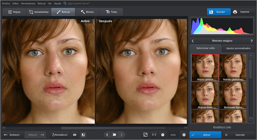Usa los preajustes de Retrato Mágico para suavizar tu piel