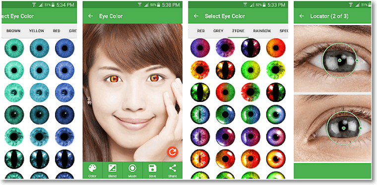Changez de couleur d'yeux avec une application mobile