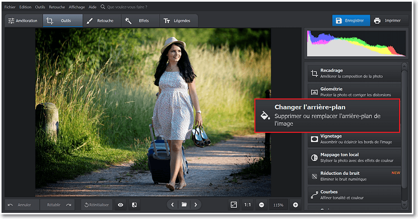Sélectionnez l'outil « Changer l'arrière-plan »