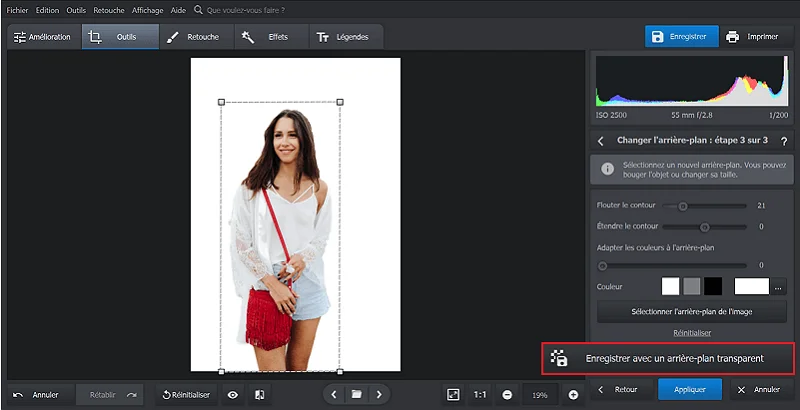 Enregistrez l'image détourée avec un arrière-plan transparent