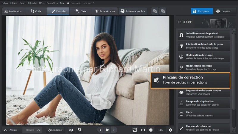 Choisissez le Pinceau de correction pour enlever le filigrane de votre photo