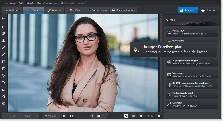 Sélectionnez l'outil Changer d'arrière-plan