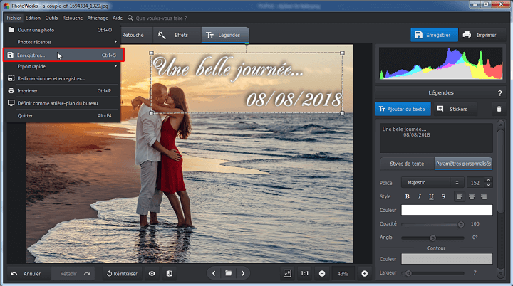 Sauvegardez la photo modifiée
