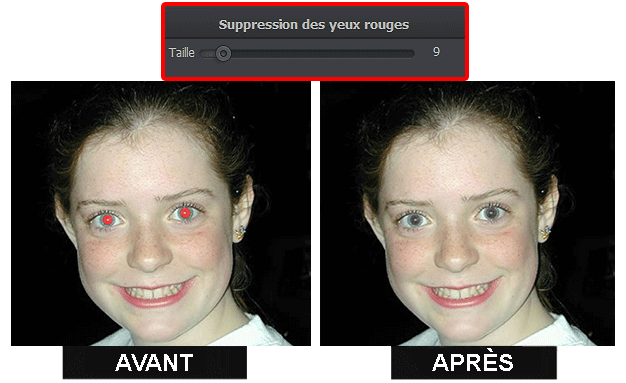 Résultat de la suppression de l'effet yeux rouges sur une photo avec PhotoWorks