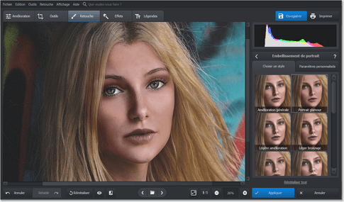 Utilisez l'embellissement de portrait pour la retouche de photo efficace