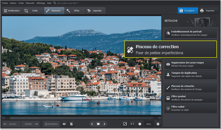 Utilisez Pinceau de correction dans PhotoWorks