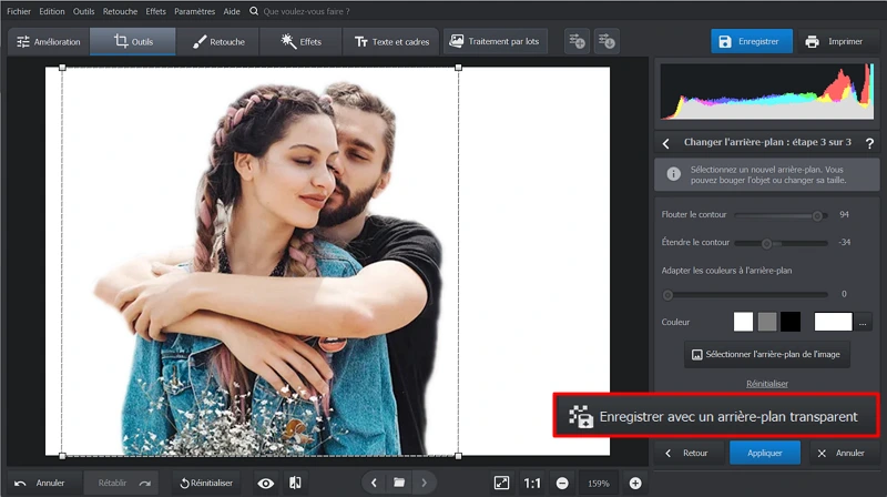 Enregistrez l'image sans fond sur votre ordinateur