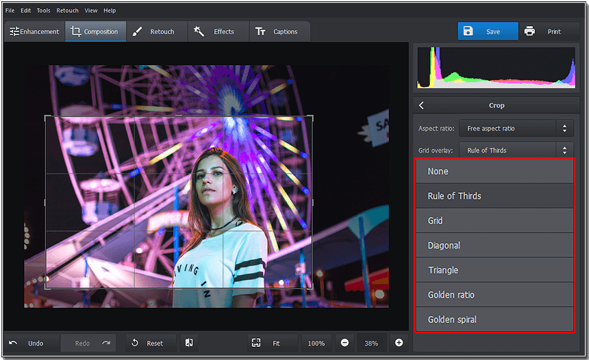Choose the cropping tool