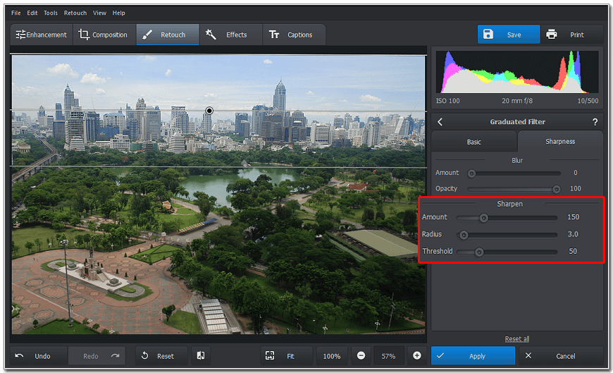 Sharpen landscapes with the Graduated Filter
