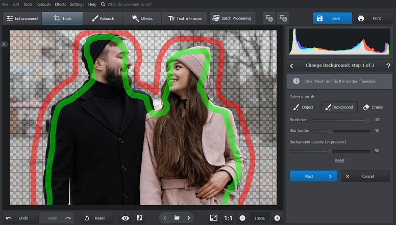 Paint over the object using special brushes