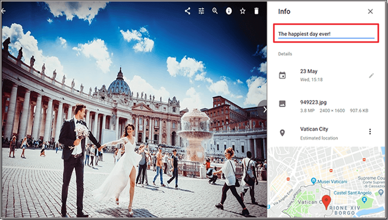 Add captions to Google Photos