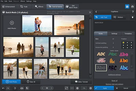 Batch editor helps you timestamp several images at once