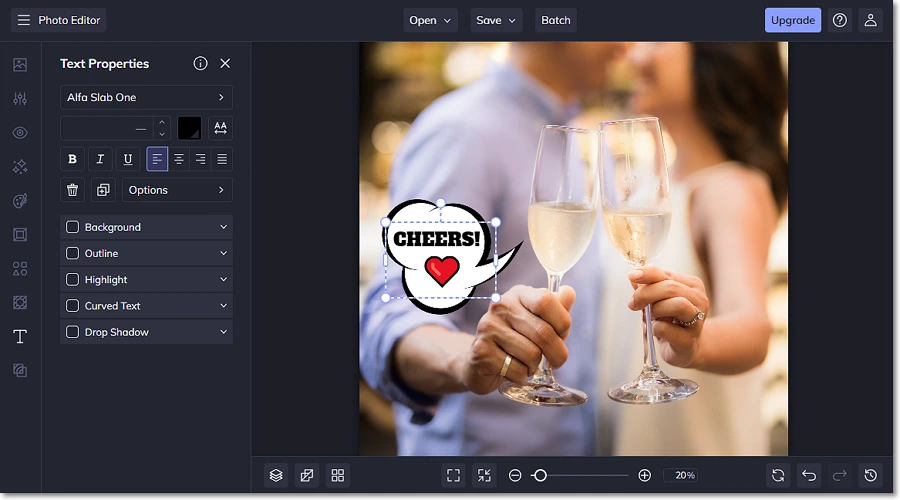 Edit images with text bubbles online