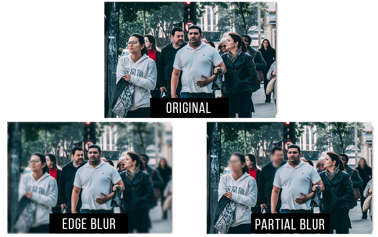 Before and after applying the blur effect