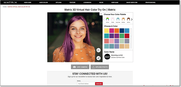 Simulatore di colore capelli online