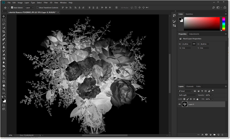 Make a beautiful B&W negative image in Photoshop