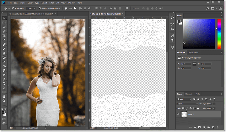 Abrir las dos imágenes en Photoshop