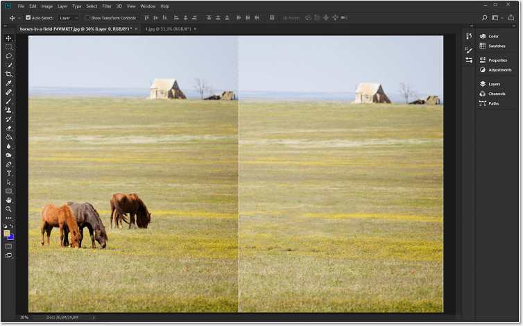 Löschen Sie etwas in einem Feldfoto 