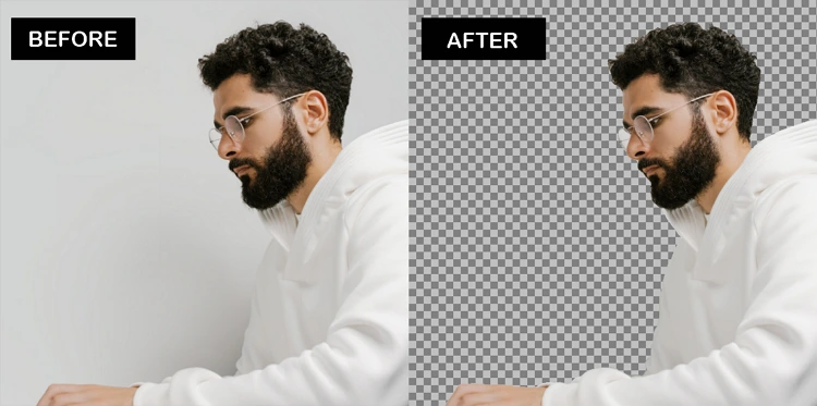 How to erase a white background: before vs. after