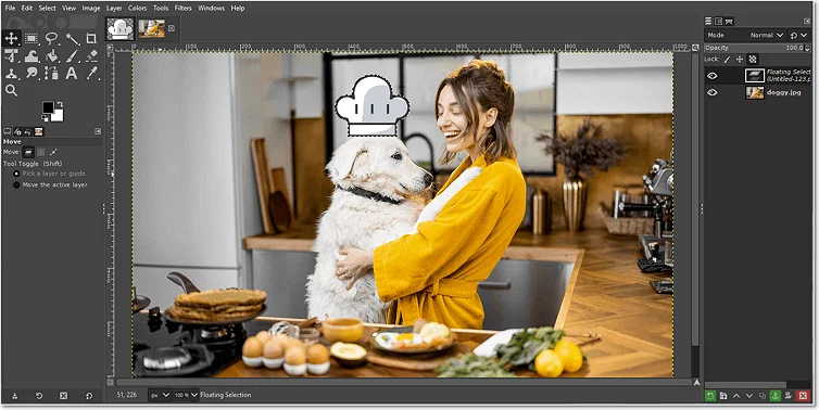 Superimpose images using user-favourite GIMP