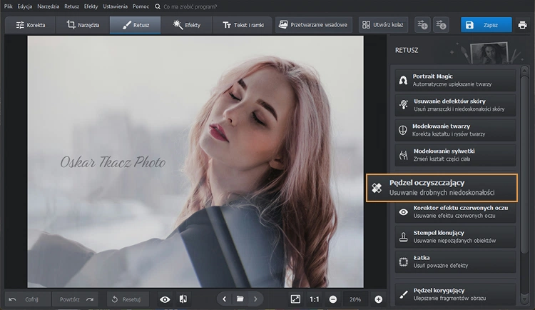 Wybierz Pędzel korygujący, aby usunąć znak wodny ze zdjęcia