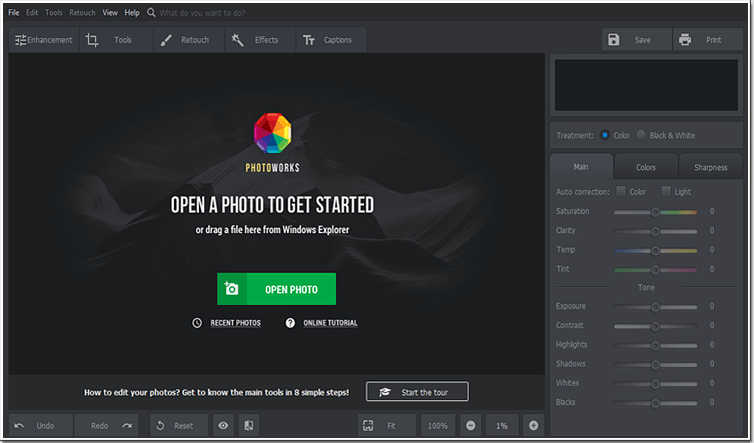 Open PhotoWorks software to reduce noise in your photo