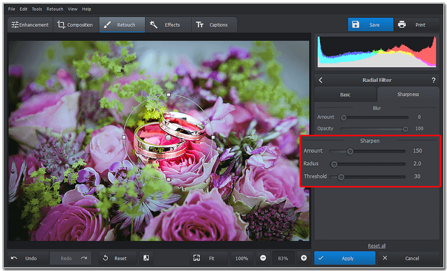 Sharpen the key subject with the Radial Filter