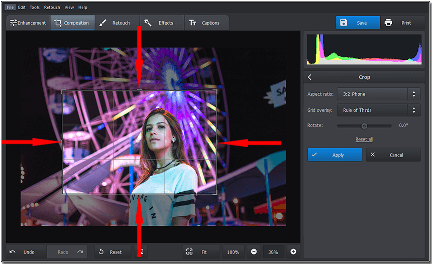 Resize the cropping grid