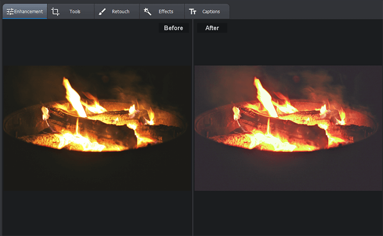 Compare the initial and result fire photos