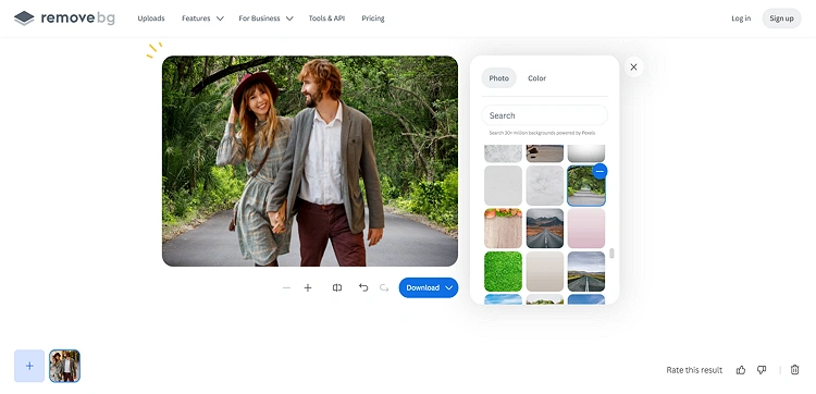 Change a background of photo online