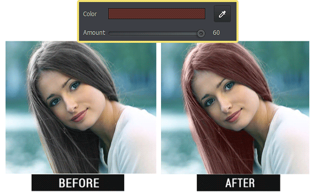 Change hair color in photo and see the result