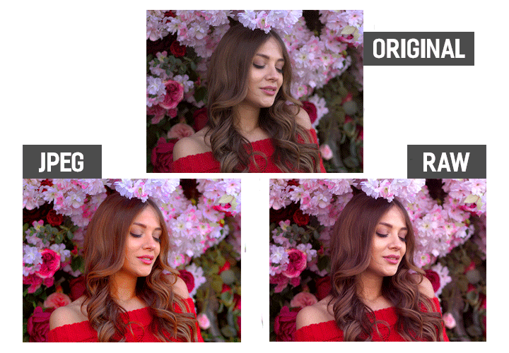 Difference in  retouching RAW and JPEG