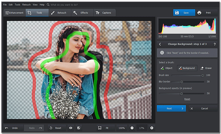 Make the background of an image or photo transparent / translucent