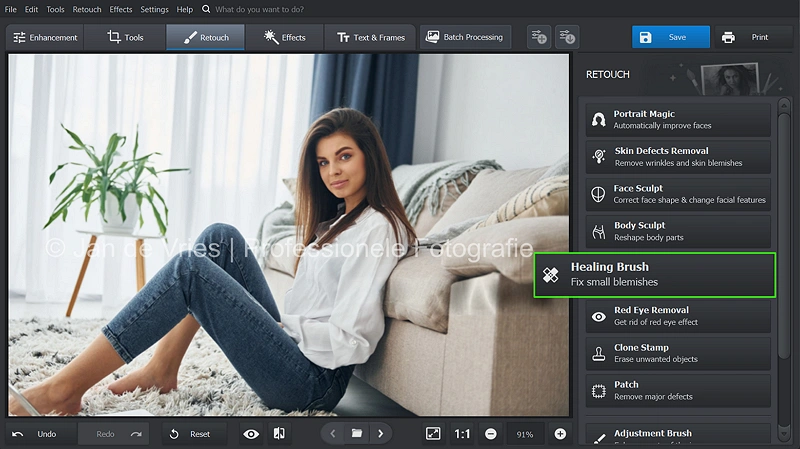 Watermerk verwijderen uit foto met het Correctiepenseel