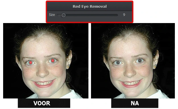 Rode ogen verwijderen - het resultaat