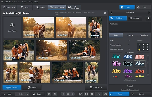 Dodaj tekst do wielu zdjęć.