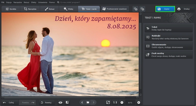 Zapisz edytowane zdjęcie