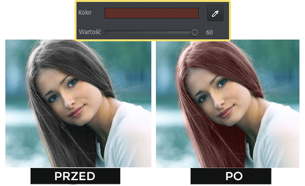 Zmiana koloru włosów na zdjęciu: efekt przed i po